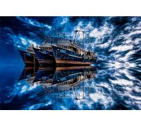 Difficult Jigsaw Puzzles For Adults 1000 Pieces Trawler In The Blue Sea 75 * 50Cm