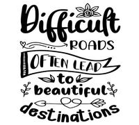 difficult roads often lead to beautiful destinations 01 Poster A4 - Inspirational Motivational Wall Art daily Life Quote encouraging famous short phrases inspiring words spiritual hope messages succe