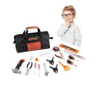 Difflife 18-Piece Hand Tool Set Kids Real, Tool Kit with Storage Bag for Boys, Girls, Children DIY Building and Woodworking, Age 8+ Tool Set-18 Piece