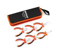 DIFFLIFE Mini Pliers Set, 6-Piece NeedleNose, Diagonal, Long, Bent, End Cutting and Linesman, for Jewelry, Making Crafts, Repairing Electronic Devices, with Pouch (6-Piece)