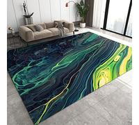 Diffuse Green Smoke Area Rug, Abstract Soft Flannel Living Room Rug, Extra Large Carpet with Non-slip Backing, Noise Reducing Washable for Teen Girls Boys Bedroom Bathroom Classroom-60 x 100 cm