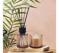 Diffuser & Candle Ribbed Glass with Black Reeds - Pomegranate Noir Set