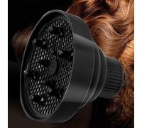 Diffuser for Curly Hair, Universal Dryer Attachment, Extendable Folding Dryer Nozzle with Large Nozzle Adapter, Silicone Folding Styling Cap for Styling Tool, Black