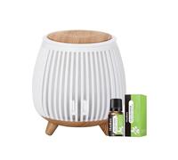 Diffuser Ultrasonic Aroma Humidifier - Portable USB Mini Essential Oil Diffuser with LED Mood Light - Cool Mist Air Freshener for Home, Office, Car, Bedroom, Travel - 140ml (Wood Grain White)