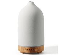 Diffuserlove Ceramic Diffuser 160ML Essential Oil Diffusers for Home Room Air Humidifier Cool Mist Electric Humidifier for Bedroom White(Size:6.8"H x 3.6"W) (Yellow Wood Pattern Base)