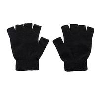 Diffusion Black Unisex Half Finger Thermal Fleeced Warm Winter Magic Driving Typing Gloves, One Size