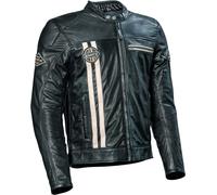 DIFI Boston Motorcycle Leather Jacket, black-beige, size 48 for Men