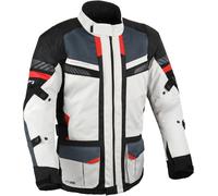 DIFI Explore Aerotex waterproof Motorcycle Textile Jacket, black-grey-red, size 2XL for Men