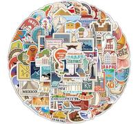 Difistik 100Pcs Maps Travel Stickers, World Famous Landmarks Country City Logo Suitcase Stickers Waterproof Luggage Graffiti Decals for Laptop Phone Guitar Bicycle Scrapbook Skateboard, DIFI24031212