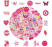 Difistik 120pcs Pink Preppy Stickers,Cute Waterproof Stickers Pink Girly Stickers Pack Kindle Stickers Preppy Party Stickers DIY Decal Kawaii Stickers Aesthetic for Students Teens Girl