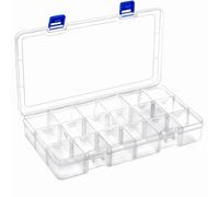 DIFIT 18 Grids Clear Plastic Storage Boxes With Lids Tackle Box, Set of 1