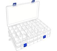 DIFIT 34 Grids Clear Plastic Storage Boxes With Lids Tackle Box, Set of 2
