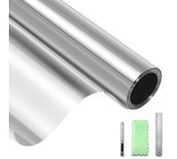 DIFIT One Way Window Film See Out Not in Privacy Films for Glass Windows Reflective Windows Film Anti-UV Anti-Glare Static Cling Window Tint for Home, Office（Silver-silver，44.3x200cm）