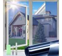 DIFIT One Way Window Film See Out Not in Privacy Films for Glass Windows Reflective Windows Film Anti-UV Static Cling Window Tint for Home, Office（Blue-silver，60x200cm）Roll Contains a Bladed Item