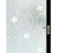 DIFIT Window Film Privacy Film for Glass Windows Frosted Window Films Flower Patterned Static Cling UV Blocking Opaque Glass Films for Home Bathroom (White Flower, 90x200cm)