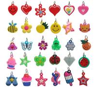DIFLAX 100 Pieces Loom Bands Accessory Pendant Set, Silicone Pendants, DIY Jewellery Charms Set, Pendant for Bracelets and Necklaces, Crafts with Children