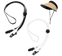 DIFLAX 2 Pieces Cap Retainer, Hat Clip Retainers, Adjustable Windproof Hat Clips, Anti-Loss Lanyard Stoppers for Fishing, Hiking, Camping, Travel