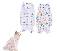 DIFLAX 2 Pieces Post Operative Leotard Cat, Recovery Suit for Cats, Cats, Medical Suit, Prevent Licking, Anti Licking Cat, Post Operative Clothing Für Cats Mit 8-14 Jin Gewicht (L)