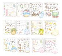 DIFLAX Pack of 12 Sticker Maker, 3D Stickers, Scene Stickers, DIY Stickers, Cute 3D Scene, for Coffee House, Restaurant, Supermarket, Adults and Children, Cute and Creative