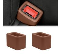 DIFLAX Pack of 2 Car Seat Belt Holder, Universal Seat Belt Positioner, Safety Belt Adjuster, Silicone Seat Belt Buckle, Car Seat Belt Accessories, Buckle Protection (Brown)