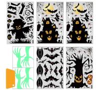 DIFLAX Pack of 7 Halloween Window Stickers Self-Adhesive with Scraper, Removable Double-Sided Halloween Decoration Sheets, Luminous Ghost Hand, Party Decoration for Halloween Haunted Houses