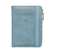 DIFLAX Protege Passeport Pochette Passeport Voyage Blocage avec Fermeture éclair RFID Porte Passeport Porte-Documents de Voyage pour Homme et Femme étui pour Carte D'identité Cartes de Crédit (Bleu)