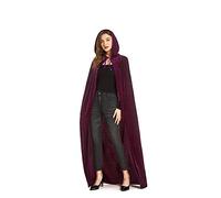 DIFLY 59 Velvet Hooded Cape Unisex Halloween Cloak Devil Witch Wizard Halloween Christmas Cosplay, Purple, L