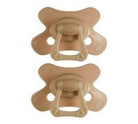 Difrax Baby Dummy 6-18 Months Natural - Cherry Shape Dummy - Silicone - BPA Free - Good Acceptance - Optimal Air Supply - Soothie Dummy from 6 Months - Brown/Caramel - Pack of 2