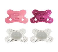 Difrax Dummy 0-6 Months - Newborn Dummy with Silicone Nipple - Pink & Purple + Glow in the Dark - 4 Pieces