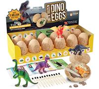 Dig a Dozen Dino Eggs Kit - Easter Egg Toys for Kids - Archaeology Science STEM Crafts Gifts for Boys & Girls - Break Open 12 Unique Large Surprise Dinosaur Filled Eggs and Discover 12 Cute Dinosaurs