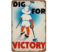 Dig For Victory Classic British Ww2 Propaganda Poster Novelty Wall Funny Man Cave Cool Wall Door Warning Sign Metal Tin Metal Sign Style Wall Decor Wall Decor Poster Metal Sign 8X12 Inches