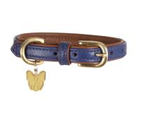 Digby and Fox Padded Leather Dog Collar Navy - Medium