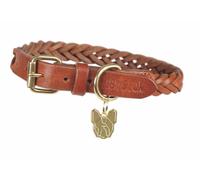 Shires Digby and Fox Plaited Dog Collar - Tan: Medium