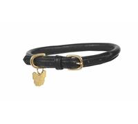 Digby and Fox Rolled Leather Dog Collar Black - Small