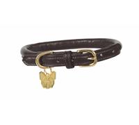 Digby and Fox Rolled Leather Dog Collar Brown - Extra Large