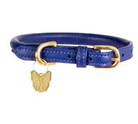 Digby & Fox Rolled Leather Dog Collar - Navy - Size: Small