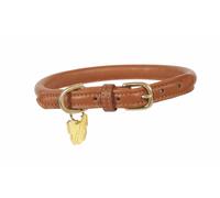 Digby and Fox Rolled Leather Dog Collar Tan - Extra Large