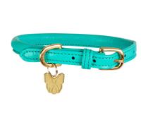 Digby and Fox Rolled Leather Dog Collar Teal - Extra Extra Small
