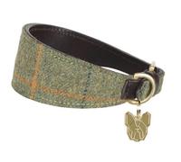Digby & Fox Checked Tweed Greyhound Dog Collar Red/yellow/blue (S - Neckline: 25Cm-28Cm)