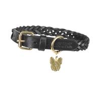 Digby & Fox Plaid Leather Dog Collar Black (Medium - Neckline: 15In-18In)
