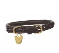 Digby and Fox Rolled Leather Dog Collar Black - Small