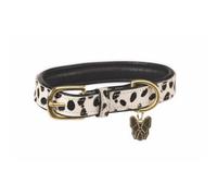 Digby & Fox Spotted Leather Dog Collar White/black (Xxs - Neckline: 20Cm-28Cm)