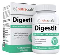 DigestIt Digestive Enzymes - Fast-Acting Enzyme Blend for Bloating & Digestion Support - Amylase, Protease & Lipase - 50 Capsules