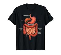 Digestive System Anatomy Gastroenterology Medical Value Graphic T-Shirt, Men, Black, M