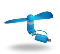 DIGETEK Mini Travel Fan for Smartphone - USB-C & Lightning Cooling Fan, Pocket-Sized, Ultra-Quiet, Compatible with iPhone, Samsung & More (Blue)