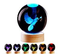DIGFPWT 3.15 inch Pigeon Crystal Ball lamp,3D Bird Crystal Ball Night Light with Wooden Base, Peace Dove Lamp, 16 Colors Change with Remote Control (Panda)