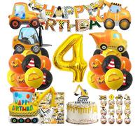 Digger Balloons Birthday Decoration, 96 Pieces Bulldozer Balloon Decoration, Construction Vehicle Balloons Decoration Set, Digger Decoration Children's Birthday, for Car Theme Party, Graduation