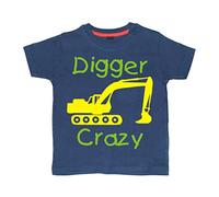 Digger Crazy| (2-3 Years)|Navy T-Shirt |Green - Yellow Print
