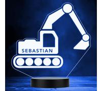 Digger Icon Kids Builder Construction Fan Personalised Gift RGB LED Night Light | Personalised Gift for Home, Lamp Room Décor | Kids & Adults Night Lights with Name | Personalised Gift for Bedroom |