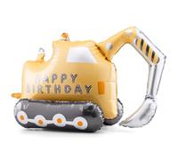 Digger Themed Happy Birthday Foil Balloon for Children's Construction Party Decorations